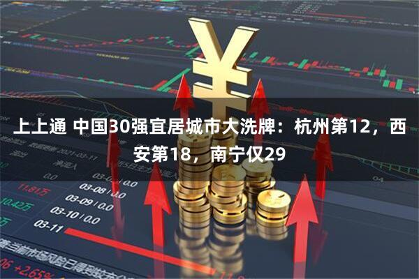 上上通 中国30强宜居城市大洗牌：杭州第12，西安第18，南宁仅29