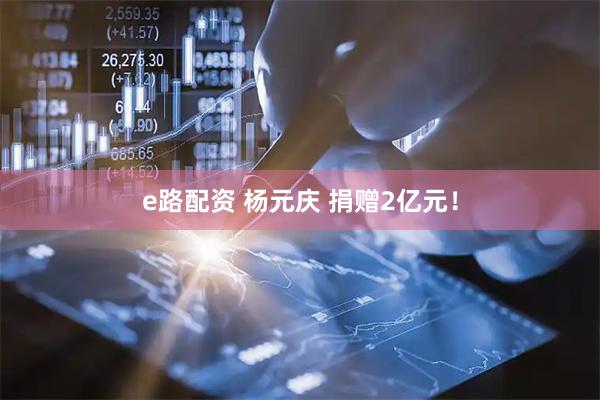 e路配资 杨元庆 捐赠2亿元！