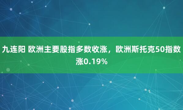 九连阳 欧洲主要股指多数收涨，欧洲斯托克50指数涨0.19%